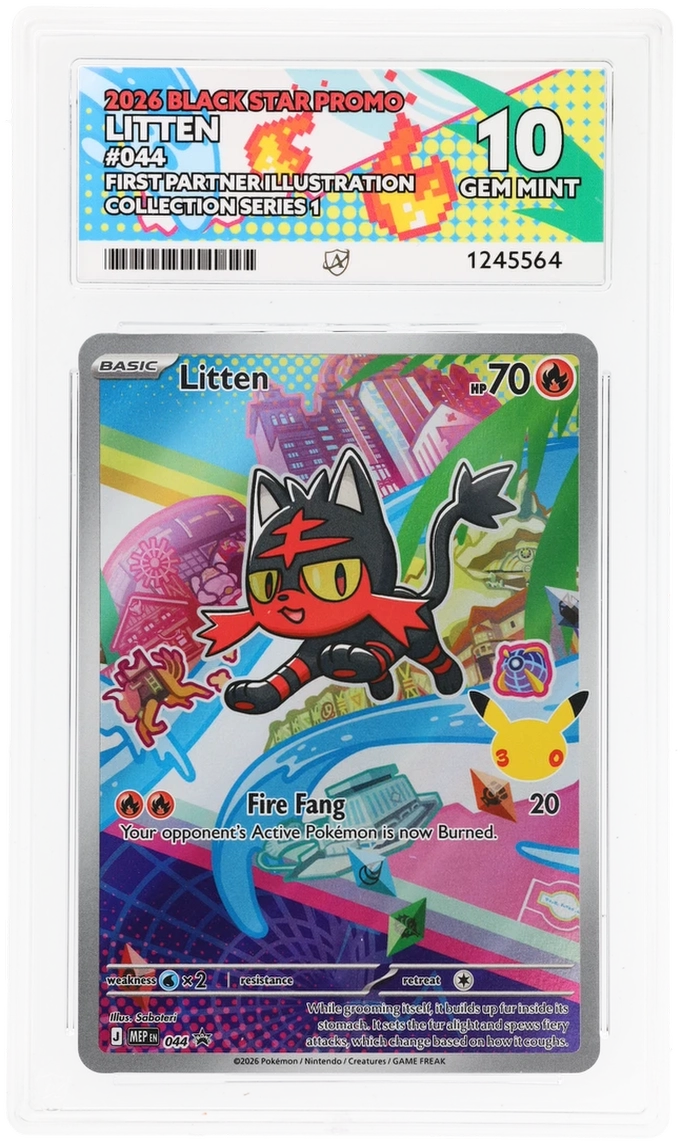 ACE 10 - Litten - 044 - Black Star Promo - First Partner Illustration Collection Series 1 - Pokemon