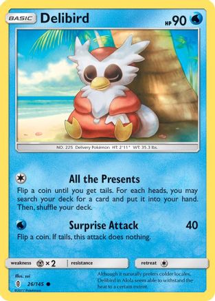 Delibird 26/145 - SM Guardians Rising Reverse Holofoil