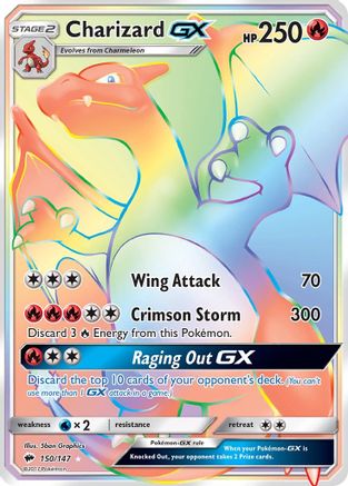 pokemon gx rainbow rare cards Charizard GX (Secret) 150/147