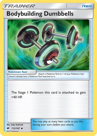 Bodybuilding Dumbbells 113/147 - SM Burning Shadows Reverse Holofoil