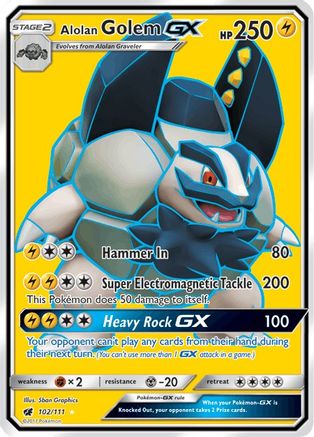 Alolan Golem GX (Full Art) 102/111 - SM Crimson Invasion Holofoil