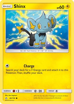 reverse holofoil pokemon cards Shinx 46/156