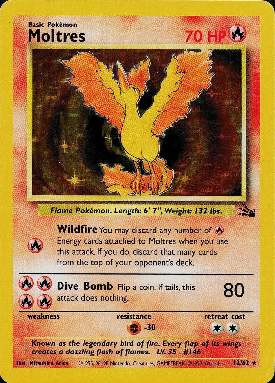 Moltres 12/62 - Fossil Unlimited Holofoil