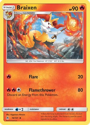Braixen 16/131 - SM Forbidden Light Reverse Holofoil