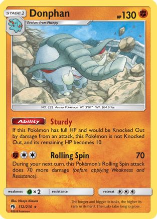 Donphan 112/214 - SM Lost Thunder Reverse Holofoil