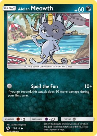 Alolan Meowth 118/214 - SM Lost Thunder Reverse Holofoil