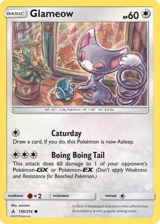Glameow 159/214 - Unbroken Bonds Reverse Holofoil