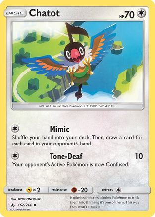 Chatot 162/214 - SM Unbroken Bonds Reverse Holofoil