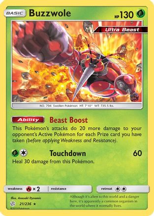 Buzzwole 21/236 - SM Cosmic Eclipse Reverse Holofoil