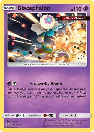 Blacephalon 104/236 - SM Cosmic Eclipse Reverse Holofoil PokeRand Blacephalon 104/236 - SM Cosmic Eclipse Reverse Holofoil PokeRand