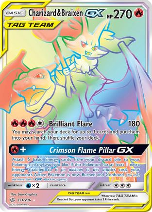 Charizard & Braixen GX (Secret) 251/236 - SM Cosmic Eclipse Holofoil