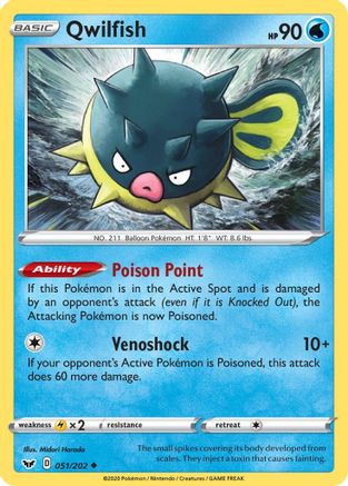 Qwilfish 51/202 - Sword & Shield Reverse Holofoil