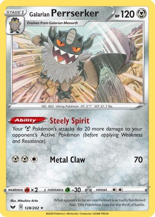Galarian Perrserker 128/202 - Sword & Shield Holofoil