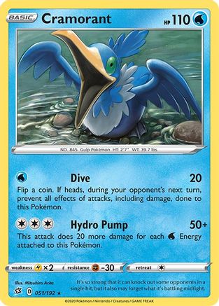 pokemon rebel clash card values Cramorant 51/192