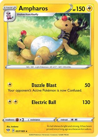 Ampharos 57/189 - SWSH03 Darkness Ablaze Reverse Holofoil