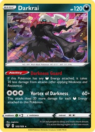 Darkrai 105/189 - SWSH03 Darkness Ablaze Reverse Holofoil