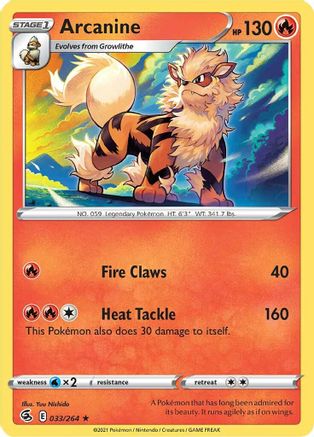 Arcanine 33/264 - SWSH08 Fusion Strike Reverse Holofoil