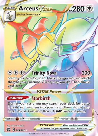 Arceus VSTAR (Secret) (176) 176/172 - SWSH09 Brilliant Stars Holofoil