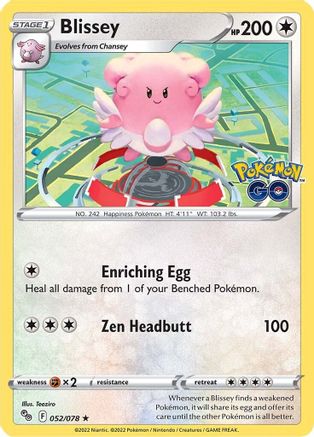 Blissey 52/78 - Pokemon GO Holofoil