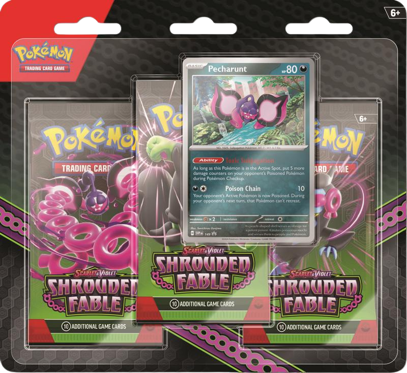 Pokemon Scarlet & Violet Shrouded Fable: 3-Pack Blister Pecharunt