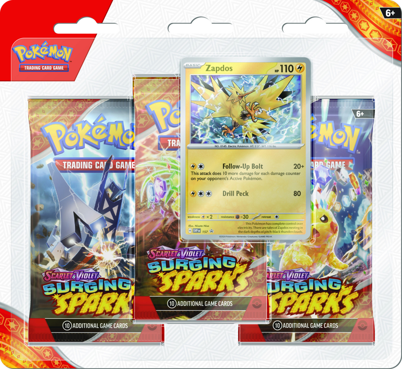 3 Pack Blister (Zapdos / Quagsire) - Surging Sparks