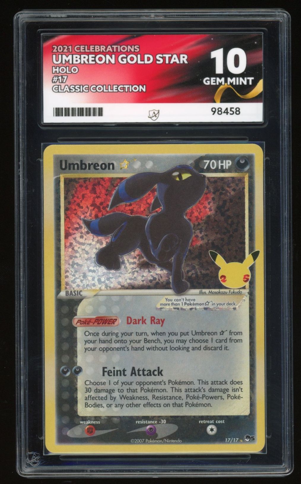 Umbreon Gold Star - Holo - 17/17 - Celebrations Classic Collection - A PokeRand Umbreon Gold Star - Holo - 17/17 - Celebrations Classic Collection - A PokeRand