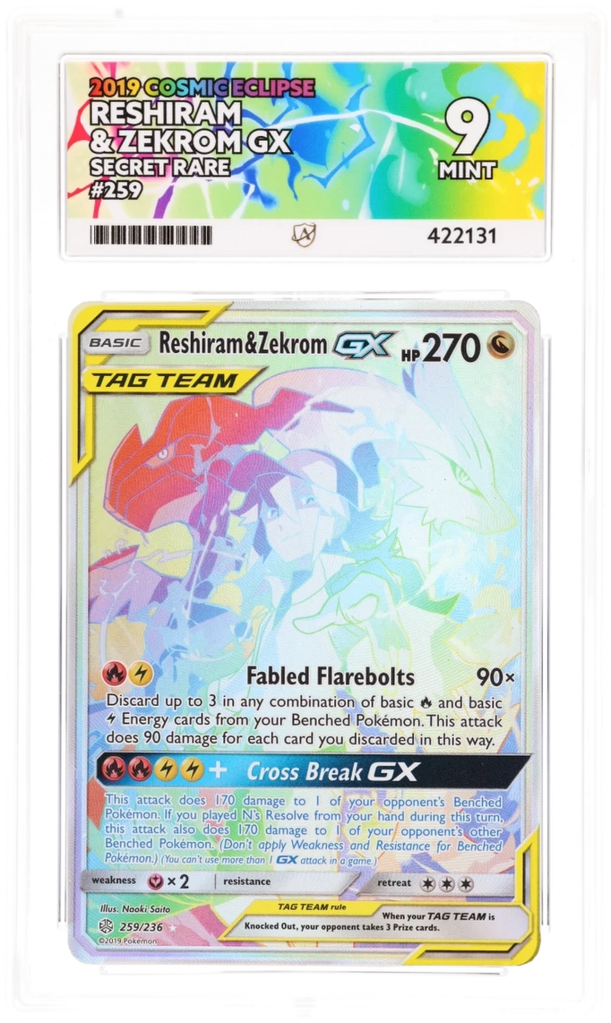 Reshiram & Zekrom GX Secret Rare 259 - Ace 9 - Cosmic Eclipse