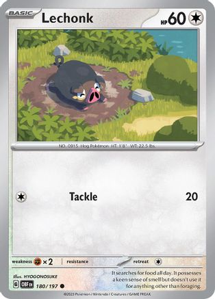 Lechonk - 180/197 180 - SV03 Obsidian Flames Reverse Holofoil