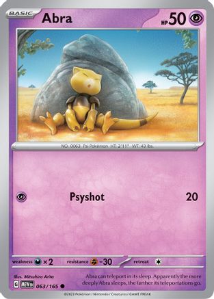 Abra 63 - SV Scarlet & Violet 151 Reverse Holofoil
