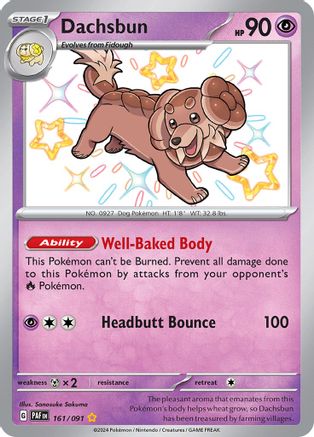 shiny fidough pokemon card Dachsbun 161