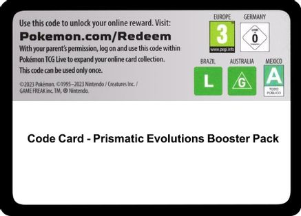 Code Card - Prismatic Evolutions Booster Pack - SV Prismatic Evolutions