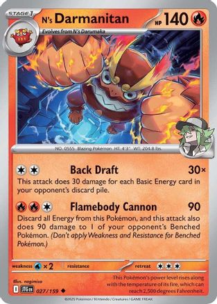 N's Darmanitan - 027/159 27 - SV09 Journey Together Reverse Holofoil