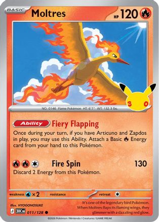 Moltres - 011/128 11 - ME 30th Celebration Holofoil