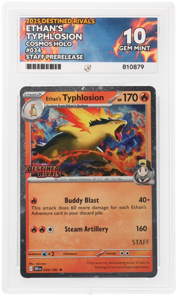 ACE 10 - Ethan's Typhlosion - 034/182 - Destined Rivals - Pokemon - Staff Prerelease ACE 10 - Ethan's Typhlosion - 034/182 - Destined Rivals - Pokemon - Staff Prerelease