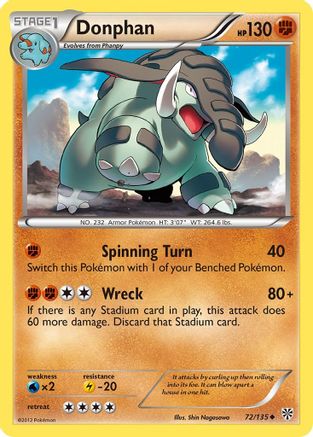 Donphan 72/135 - Plasma Storm Reverse Holofoil
