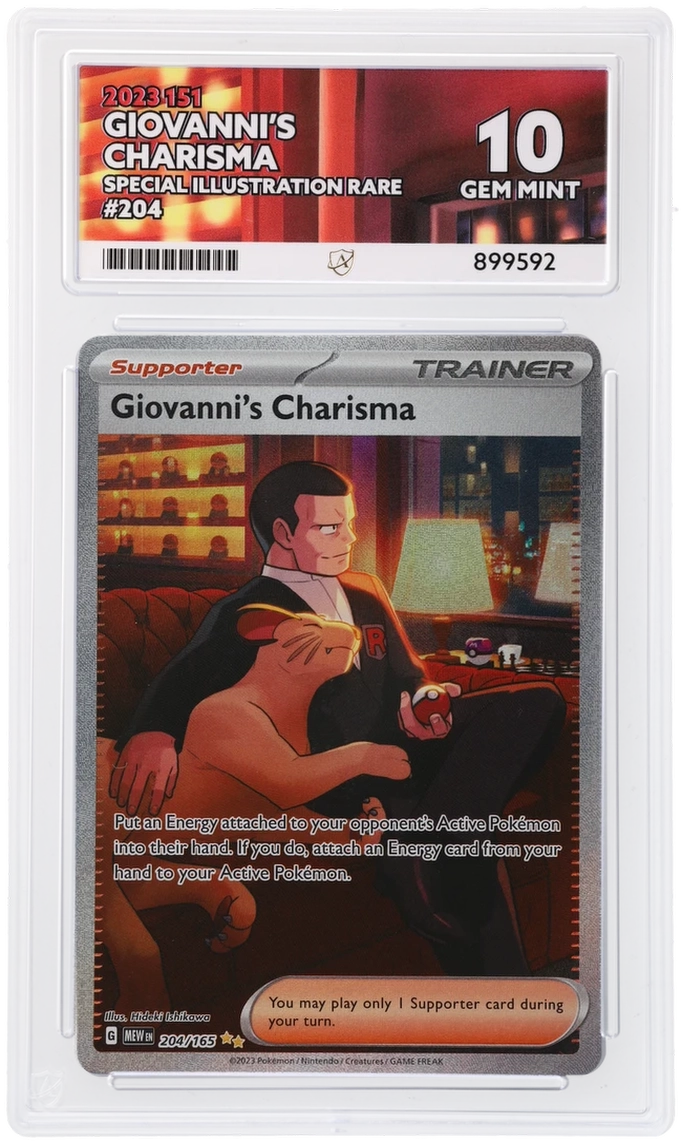 pokemon card giovanni's charisma ACE 10 - SIR - 204/165 - 2023 151 Put an Energy attached to your opponents Active Pokemon into their hand 2023 Pokemon Japanese Sv2a-Pokemon 151
