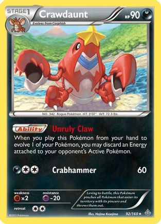 Crawdaunt 92/160 - XY Primal Clash Holofoil