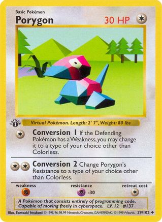 Porygon 39 - Base Set Shadowless 1st Edition
