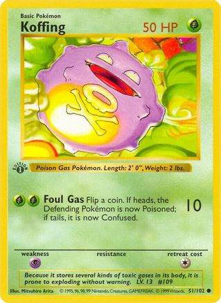 Koffing 51 - Base Set Shadowless 1st Edition