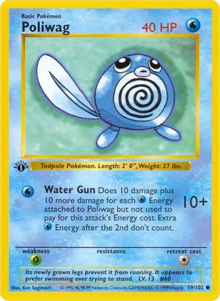 Poliwag 59 - Base Set Shadowless 1st Edition