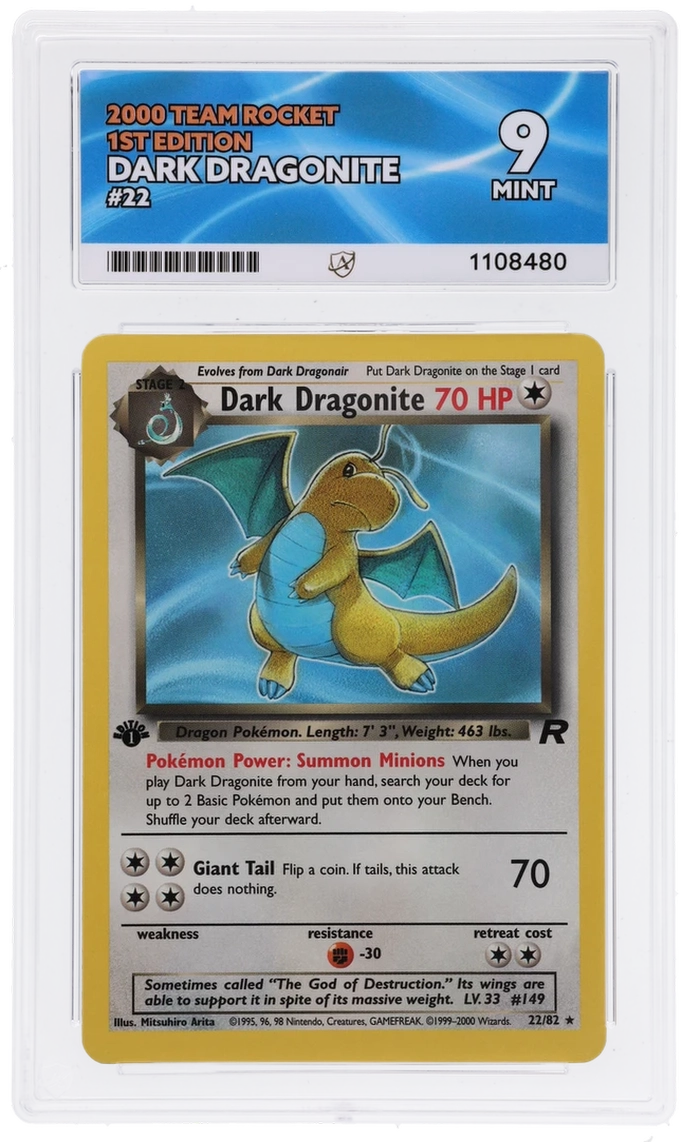 ACE 9 - Dark Dragonite - 22/82 - Team Rocket - 1st Edition - Pokemon - front