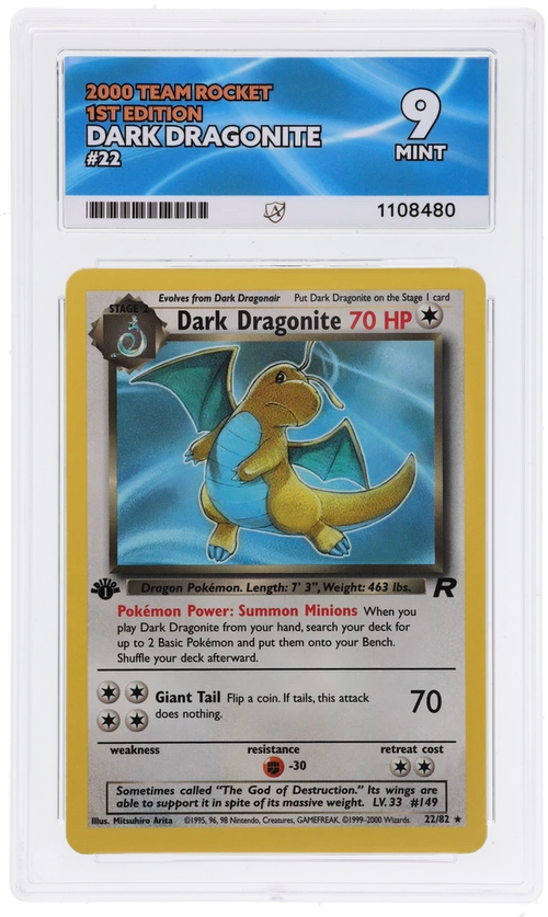 ACE 9 - Dark Dragonite - 22/82 - Team Rocket - 1st Edition - Pokemon - front