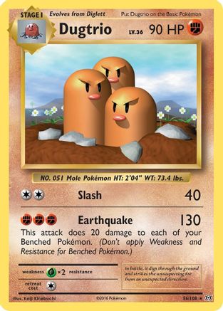 Dugtrio 56/108 - XY  Evolutions Reverse Holofoil