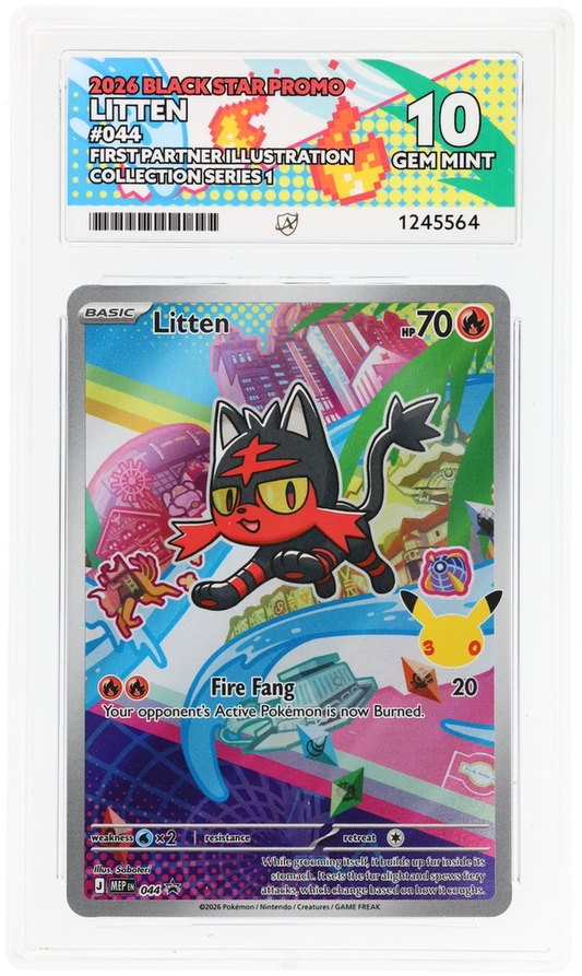 ACE 10 - Litten - 044 - Black Star Promo - First Partner Illustration Collection Series 1 - Pokemon
