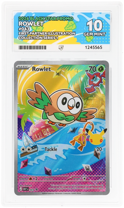 ACE 10 - Rowlet - 043 - Black Star Promo - First Partner Illustration Collection Series 1 - Pokemon