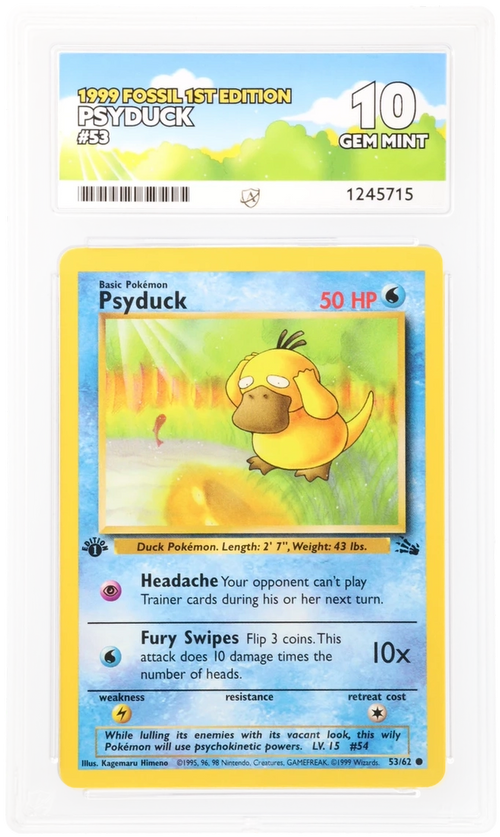 ACE 10 - Psyduck - 53/62 - Fossil - 1st Edition - Pokemon - front