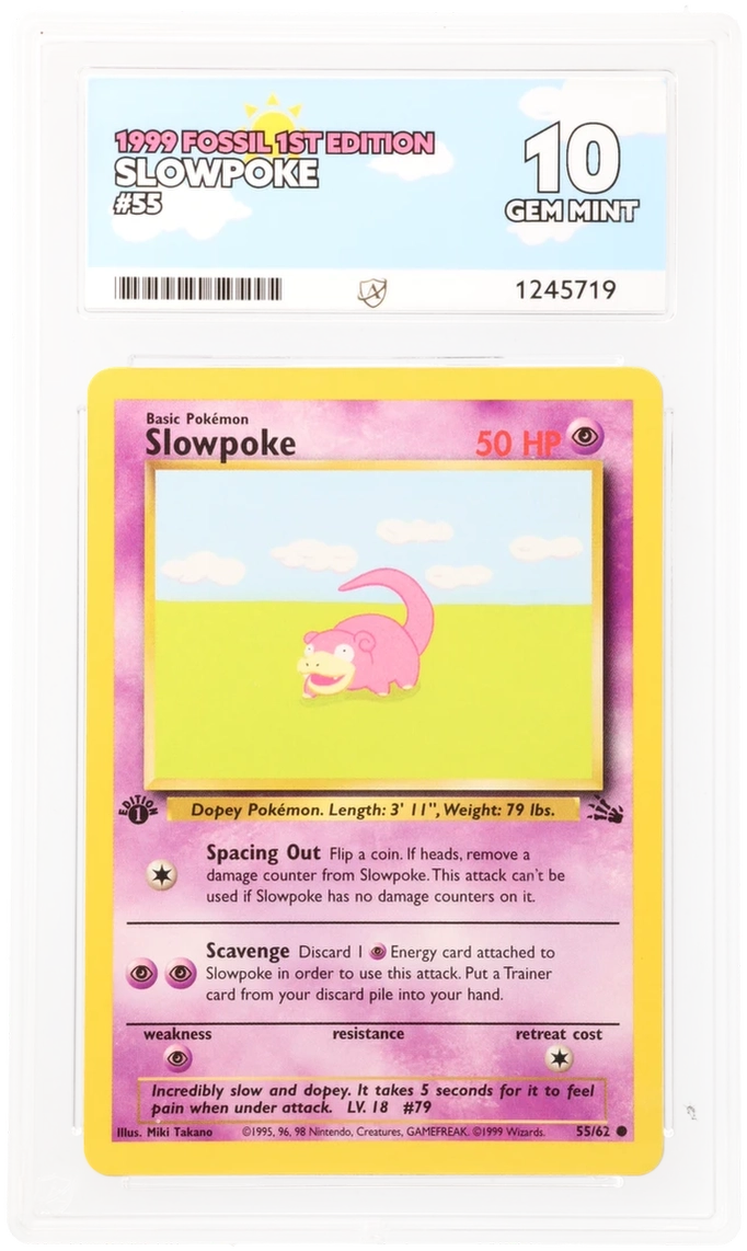ACE 10 - Slowpoke - 55/62 - Fossil - 1st Edition - Pokemon - front
