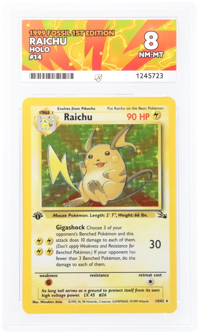 ACE 8 - Raichu - 14/62 - Fossil - 1st Edition - Pokemon - front