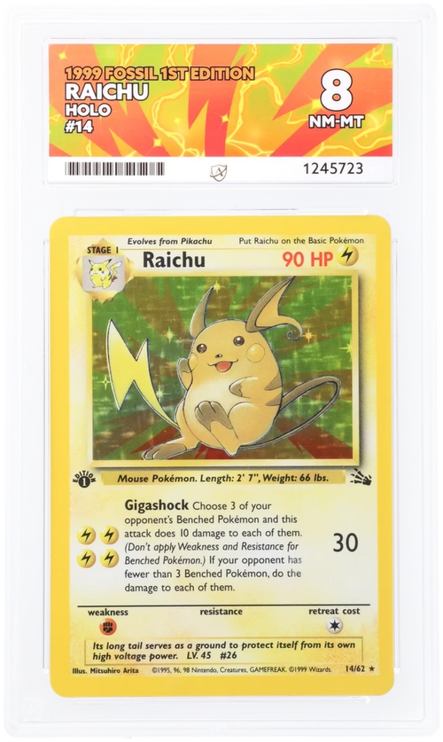 ACE 8 - Raichu - 14/62 - Fossil - 1st Edition - Pokemon - front