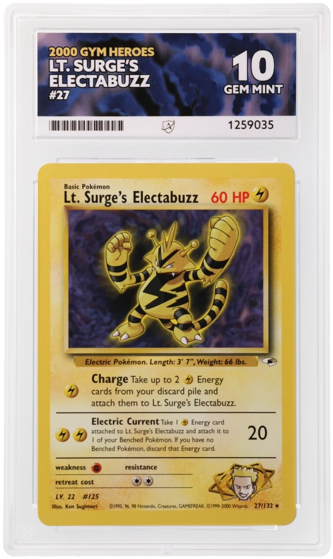 ACE 10 - Lt. Surge's Electabuzz - 27/132 - Gym Heroes - Pokemon - front